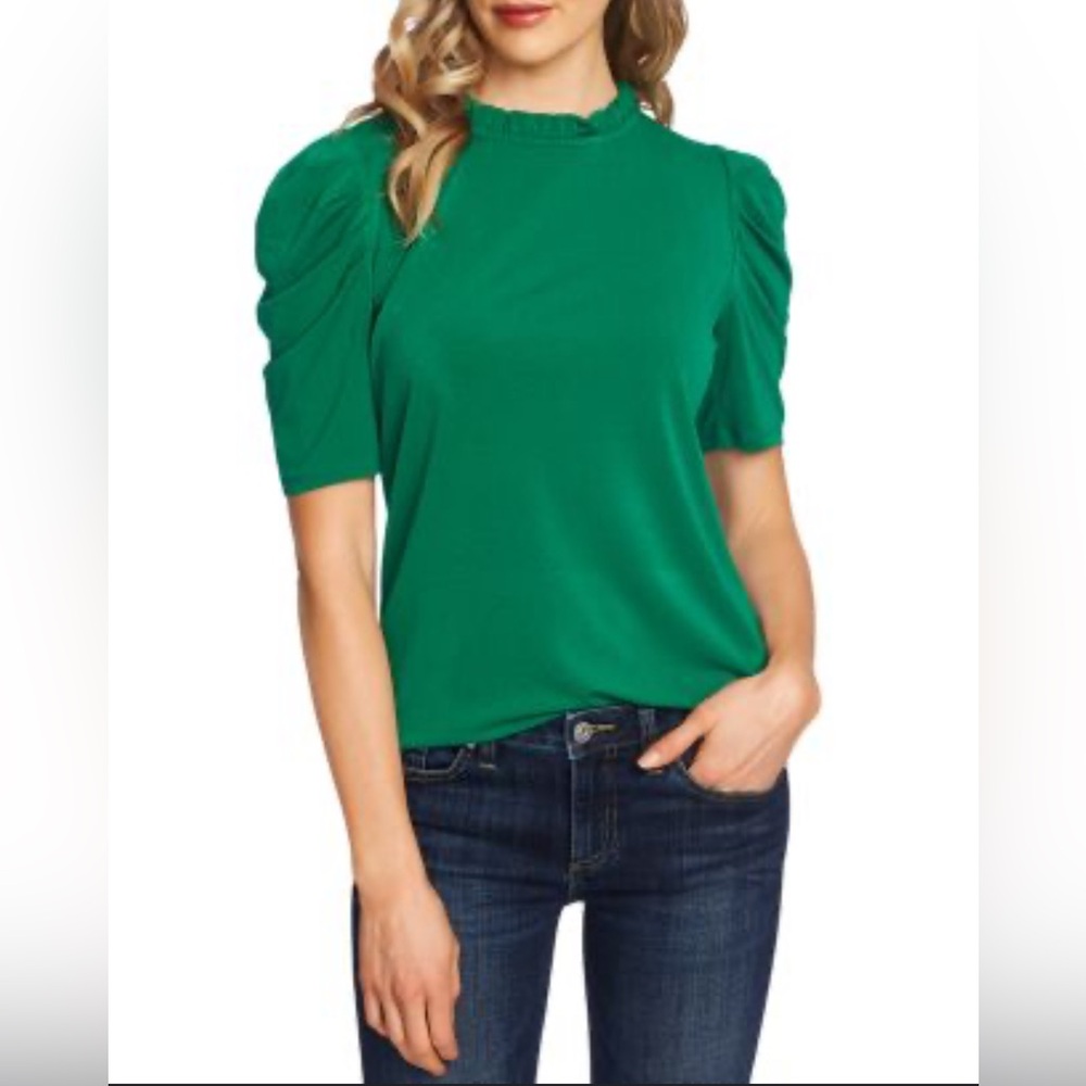 CeCe Emerald Green Puff Sleeve Blouse